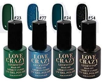LOVECRAZY® Series Esmaltes de Uñas en Gel Permanente/Semipermanente para Manicura y Pedicura, 4 Esmaltes de Colores,Top Coat y Base Coat UV LED (23,77,24,54)