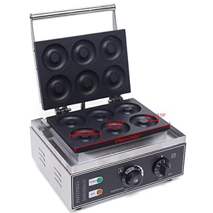 6 Löcher Kommerzieller elektrischer Doughnut Maker JAYEUW Doppelseitige Waffelmaschine Pfannkuchenbäcker mit Antihaftbeschichtung Waffeleisen 220V – Bild 8