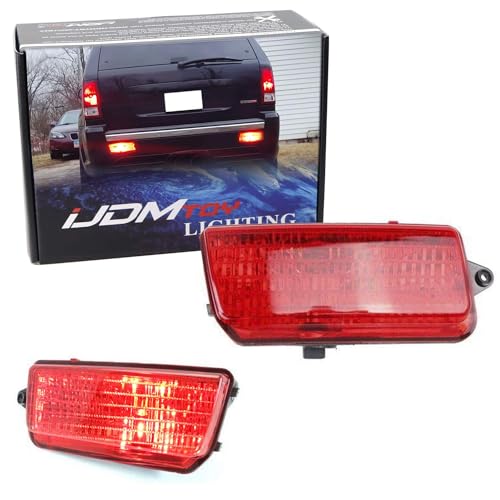 iJDMTOY Kit completo de luz de neblina traseira de LED compatível com Jeep Grand Cherokee WK1 2005-2010, inclui lâmpadas LED vermelhas brilhantes, conjuntos de lâmpadas de neblina de lente vermelha e