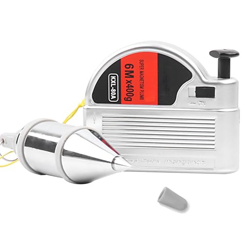 Magnetic Plumb Bob, 15 oz Plumb Bob with 19.7ft String, Auto Retractable, Adjustable for Construction Decoration Carpentry Carpenter Tools, Pin/Nail Attach, Quickly Stabilize