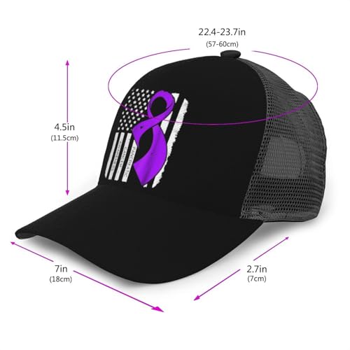Pancreatic Cancer Awareness Flag Mesh Baseball Cap - Classic Adjustable Peaked Cap, Trucker Hat for Men and Women3