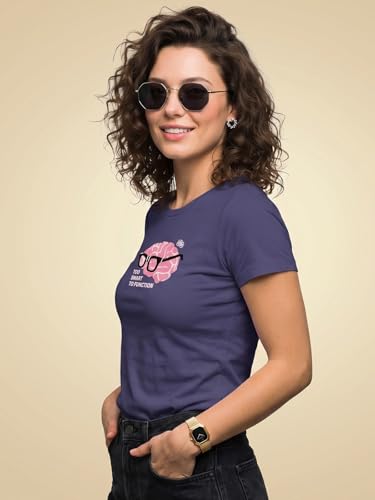 Image of JUNEBERRY Women's Regular Fit Printed Tee - 100% Pure Cotton, Round Neck, Half Sleeve Graphic T-Shirt for Daily Use (Colors: Red, Brown, Green & Future Dusk)