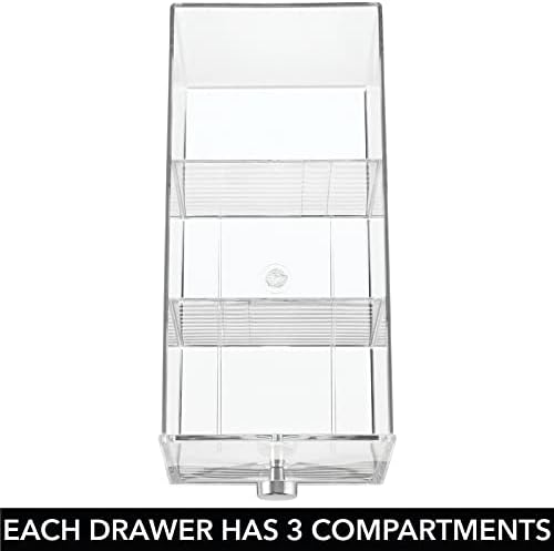 mDesign Kitchen Organiser with 3 Drawers  Storage Box for Tea Bags, Coffee Capsules, Sweeteners and More  Plastic Tea Chest  Set of 2  Clear