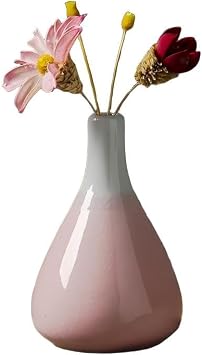 FACELESS Mini Ceramic Flower Vase, Festival Gift Decorative Bud Vase with, Modern Home DecorNo Plants Pink