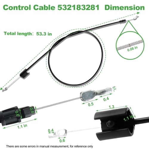 Vypart 183281 532183281 Engine Zone Control Cable for Craftsman 917 Husqvarna Poulan 7021P - Lawn Mower Throttle Cable Replacement for 198463 388161 532183281 Control Cable - Thumbnail 2