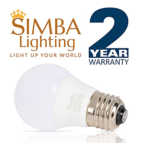 Simba Lighting Led A15 Refrigerator Light Bulbs (2-Pack) 5W 40W Replacement Waterproof Small For Appliances, Freezers, 120V, E26 Standard Medium Base, Frosted Cover, Not Dimmable, 5000K Daylight #TOP6