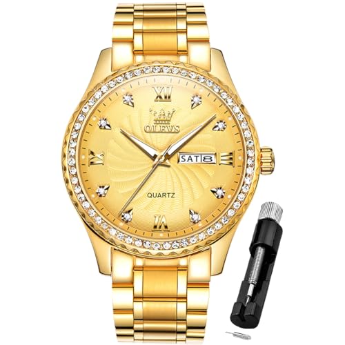 Image of OLEVS Mens Watches Chronograph Luxury Dress Moon Phase Stainless Steel Male Wrist Watch