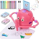 Maycoly Drawing Robot for Kids Educational Drawing Robots Toy with 100 cards Interactive Educational Toy for Children Montessori Painting Learning Toy for Kids 3 4 5 6 7 8 9 Pink