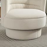 HOMCOM Sessel Wohnzimmer Drehbarer Relaxsessel mit Armlehnen, Loungesessel Lesesessel mit Sherpa-Optik, Polstersessel für Schlafzimmer Cremeweiß