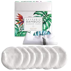 Luxury Bamboo Reusable Makeup Remover Pads, USA Brand (14 Pack), Four Layer Face Pads with Pocket – Reusable Bamboo Face Pads – Eco-Conscious Makeup Remover Pads – Includes Mesh Washing Bag (White)