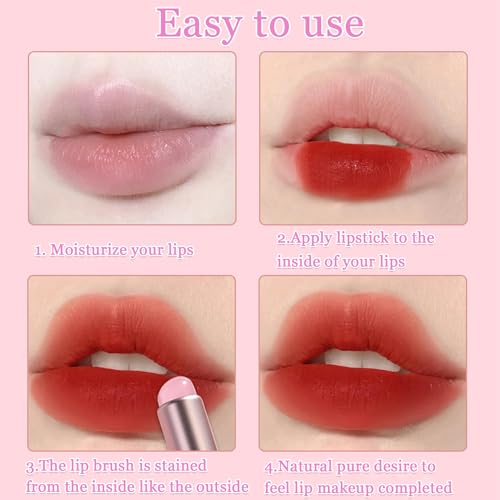 Qivorimith Lip Brush for Lipstick,2 PCS Silicone Lip Brushes,Lip Makeup Applicator Beauty Tool with Lid(Pink)