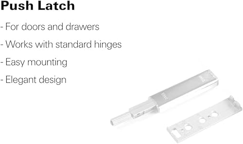 Miniatura 6 de PushLatch - Pestillo de puerta para abrir, sistema de apertura para puertas de gabinete y cajones (paquete de 4)