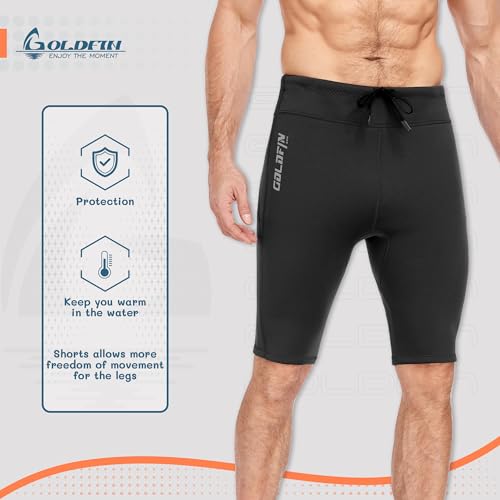 GoldFin Mens Wetsuit Pants, Wet Suit 2mm Neoprene Adjustable Drawstring Shorts for Water Sports Swimming Surfing Snorkeling Kayaking Diving, Black Short,Medium by GoldFin - Image 2