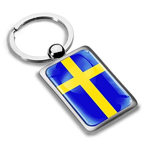 Biomar Labs® 3D metall Sverige flagga nyckelring tillbehör män kvinnor nyckelring present KK 233
