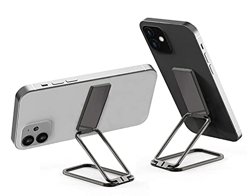 Phone Ring Holder [2021] Phone Stand 2-in-1 Phone Grip Finger Kickstand Foldable Phone Holder for Hand, 360 Swivel Retractable Cell Phone Stand for Desk, Phone Back Grip with Multi-Angle Metal (Black)
