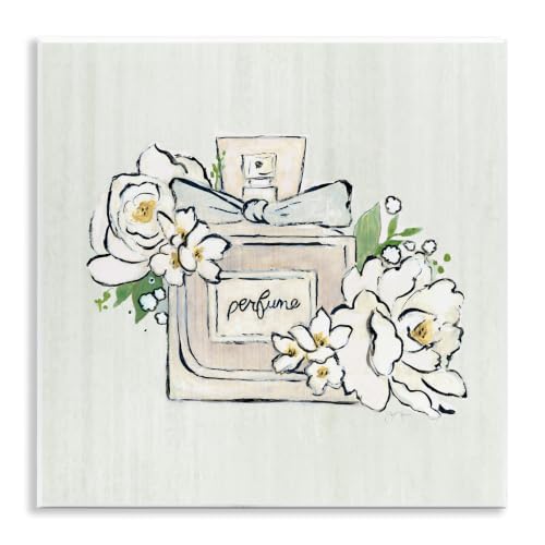 Glam Perfume Bottle Floral, 12 x 12 Inch Mounted Print on Wall Plaque