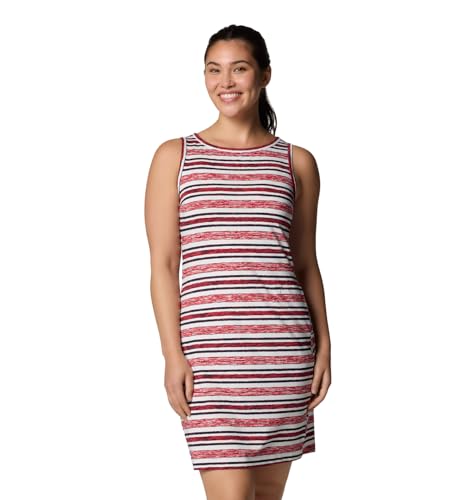 Columbia Women's Chill River Printed Dress, Daredevil Spaced Stripe, 3X