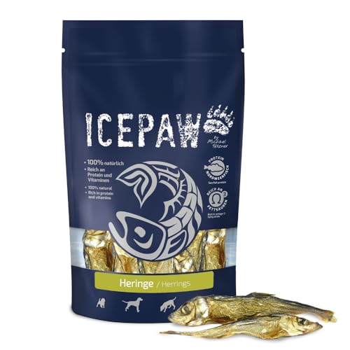 ICEPAW I Heringe I ca. 100 g I getrockneter, energiereicher Fisch I Kauspaß und Zahnpflege für Hunde