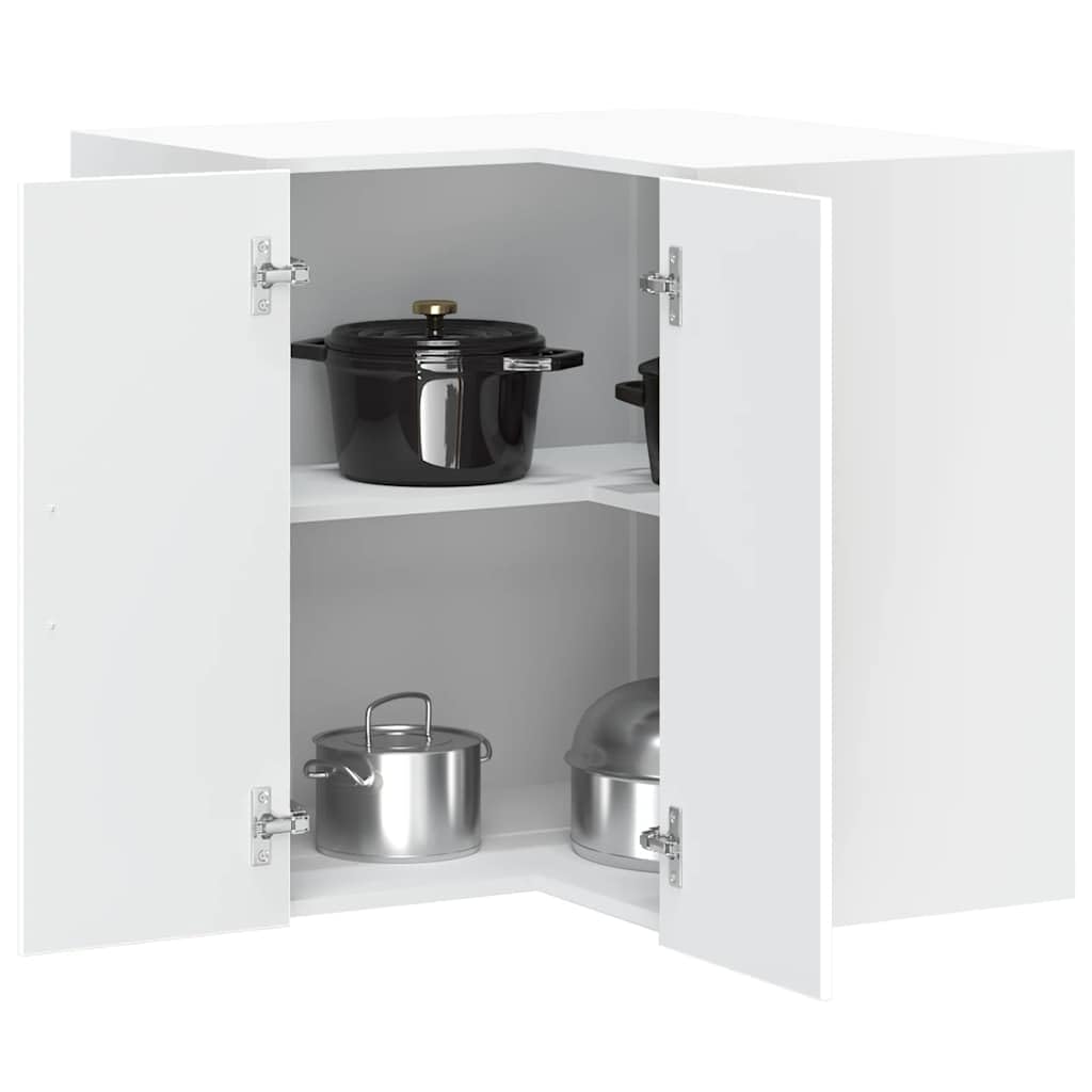 Porto - Armadietto da cucina angolare in legno bianco, 57 x 57 x 60 cm, con ante per ordine e salvaspazio in sala da pranzo, dispensa e bar