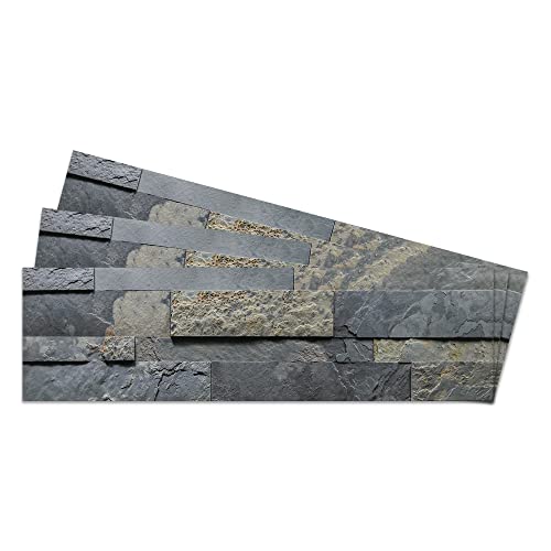 Stoneflex Peel and Stick 3D Stone Tiles - Self Adhesive Stick on Kitchen Backsplash Accent Wall Natural Autumn Rustic (10 Pack)