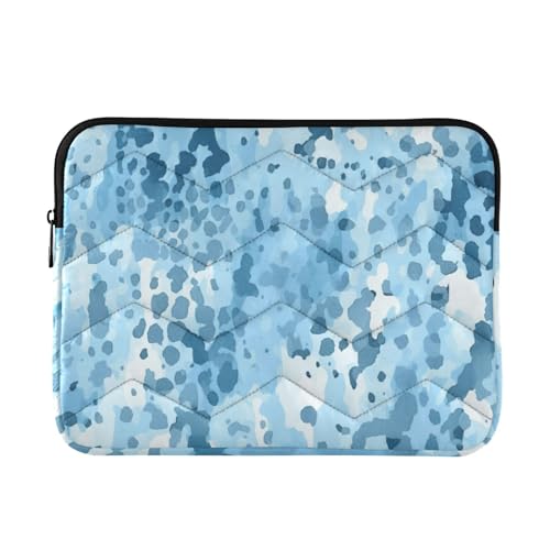 Funda para portátil 13-14 pulgadas, impermeable, azul con estampado leopardo