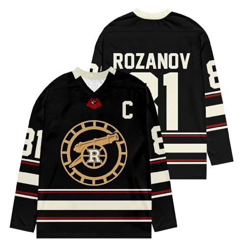 Heated Rivalry Merch Rozanov 81 Hockey Maglia nera - Maglia unisex a maniche lunghe con scollo a V per fan della serie TV, 81, M
