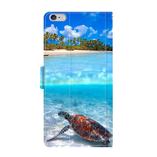 Yaolang Iphone 6/6S Plus Wallet Case, Sea Turtle Beach Pu Leather Standable Wallet Phone Case With Card Holder Magnetic Hold For Iphone 6/6S Plus #TOP1