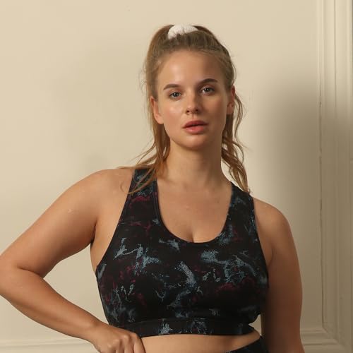 Image of SOIE Women's Medium Impact Quick Dry Padded Racerback Printed Athleisure Sports Bra
