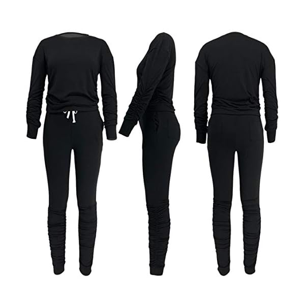 Two-Pieces-Outfits-for-Womens-Solid-Sweatsuit-Long-Sleeve-Tights-Long-Pants-Sport-Suits-Tracksuits Sweatsuits Set Womens 2 Pieces Outfit for Sportswear Tracksuits Long Sleeve Pullover Drawstring Sweatpants With Pocket (Red,S)