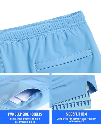 Image of maamgic Mens 5 inch Gym Running Shorts for Men 2 in 1 Quick Dry Workout Athletic Shorts