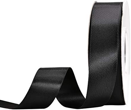 YAMA Double Face Satin Ribbon - 1 inch 25 Yards for Gift Package Wrapping,Floral Design,Hair Accessories,Crafting,Sewing,Wedding Decor, Black