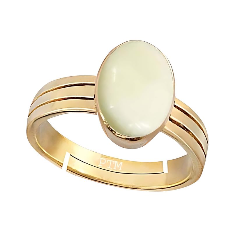 PTM Opal 3.25 to 10.25 Ratti or 3.00 to 9.50 Carat Astrological Certified Gemstone Panchdhatu/5 Metals Gold Plated Adjustable Ring for Men - fba1325