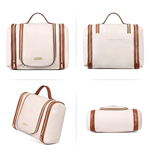 Cluci Toiletry Bag Travel Bag, With Hanging Hook Water-Resistant Makeup Cosmetic Bag Travel Organizer For Accessories Shampoo Full Sized Container Toiletries, Off White #TOP7