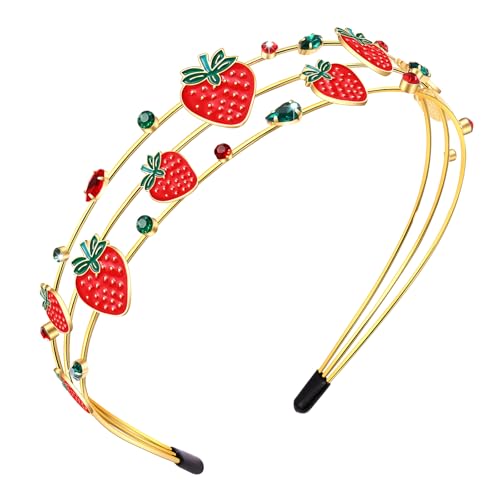 HEIDKRUEGER Strawberry Headband Strawberry Charming Headband for Teen Women Sweet Fashion Fruit Hair Accessory Spring Summer Hair Hoop (Strawberry Red, one size)