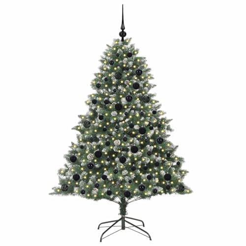 Árbol de Navidad artificial GeenYuu de 180 cm con luces LED USB y soporte 3