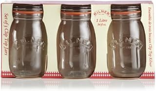Ravenhead 1 Litre Round Kilner Jars, Sleeve of 3