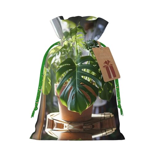 Monstera Deliciosa Pochette réutilisable avec cordon de serrage, idéale pour