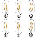 NOTOC Dimmable E26 LED Light Bulb 6W,Equivalent 60W,E26 Tubular Light Bulb,Antique Clear Edison Filament Bulb 600 Lumens 2700K Warm White,Pack of 6
