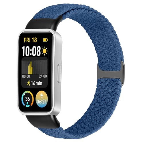 KIBDSNG Braided Watch Strap Compatible with Huawei Band 10/Huawei Band 9/Huawei Band 8, Elastic Adjustable Nylon Replacement Strap for Huawei Band 10/9/8 for Women Men