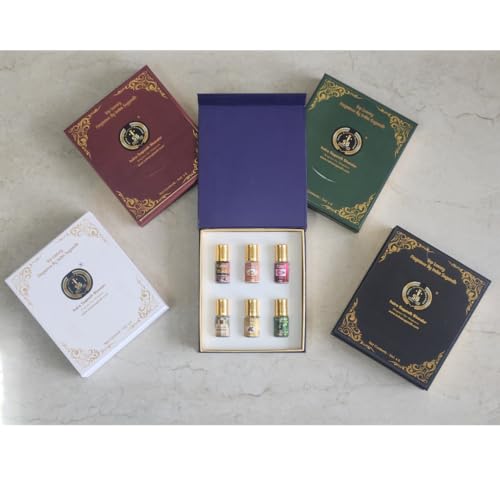 Image of INDRA SUGANDH BHANDAR Attar For Men Combo 3ml Rollon (Original Kasturi,Real Sandal,Real Rose,Musk Safi,Dubai Oud,Rajnigandha) Luxury Perfume Set Long Lasting & Alcohol Free Ittar /itra (Pack Of 6)