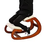 Restrial Life Siège Assis à Genoux Ergonomique pour Posture Verticale-Fauteuil à Bascule Tabouret à Genoux-Coussin en Bois et en Lin-Soulager Les Douleurs au Dos et au Cou et Améliorer la Posture