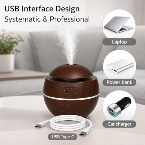 Image of 300 ml Essential Oil Diffuser for Home - Ultrasonic Aroma Diffuser for Home Electric with LED Light & Upto 16 Hrs Mist