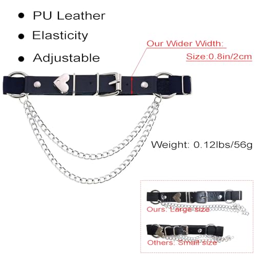 Adjustable Heart-Shaped Thigh Garter 2 Pieces Punk Leather Garter Belts Leg Garter with Chains Body Accessories4