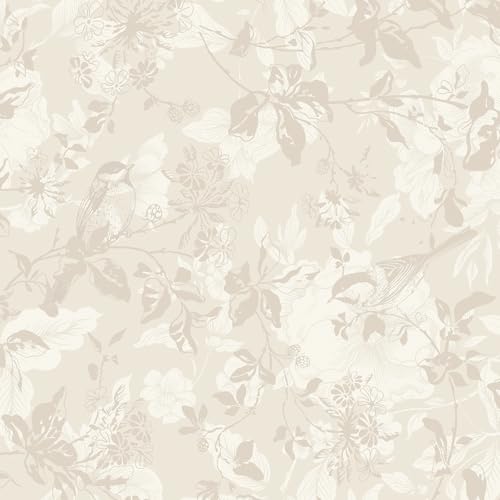 CiCiwind Papel pintado autoadhesivo con flores de color beige, 44 x 300 cm, resistente al agua, para muebles, autoadhesivo, extraíble, para pared, armarios y muebles
