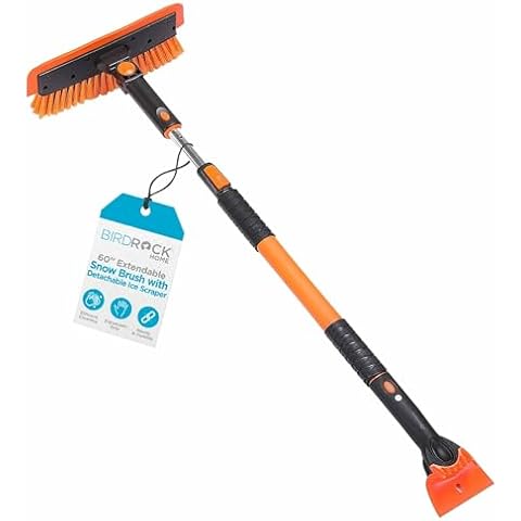 BIRDROCK HOME 60" Extendable Snow Brush with Detachable Ice Scraper for Car Windshield, 14" Wide Rotating Scraper & Bristle Head, Aluminum Body, Ergonomic Rubber Grip, for Trucks, Cars, SUVs, RVs Cover