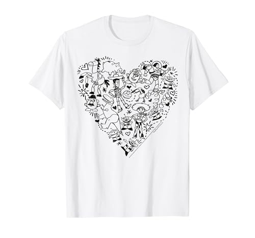 Image of Disney Pixar Toy Story Characters Heart Fill T-Shirt, Men, White, Large