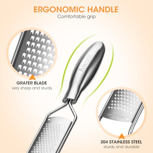 Aieve Lemon Zester, Heavy Duty Zester Grater with Handle and Protective Cover, Full Stainsteel Steel Long Zester Tool for Lemon, Citrus, Garlic, Ginger, Cheese, Chocolate - Thumbnail 3