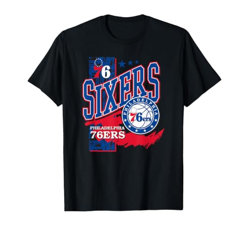 NBA Official Philadelphia 76ers Barred Player T-Shirt, Men, Black, Small