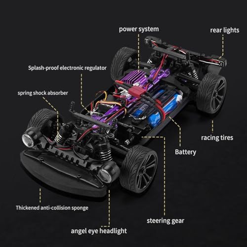 Image of Samtop 1 /16 Fast RC Cars for Adults, RC Drift Car, 38KM /H High-Speed 4WD, Full Proportional Control, 6 LED Light Modes, 1 Rechargeable Batteries, RTR Drifting for Adults