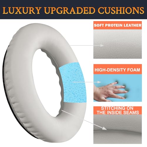Image of SOULWIT Earpads Replacement for Bose QuietComfort 45 (QC45) /QuietComfort SE (QC SE) /New Quiet Comfort Wireless Over-Ear Headphones, Ear Pads Cushions with Softer Protein Leather - White Smoke